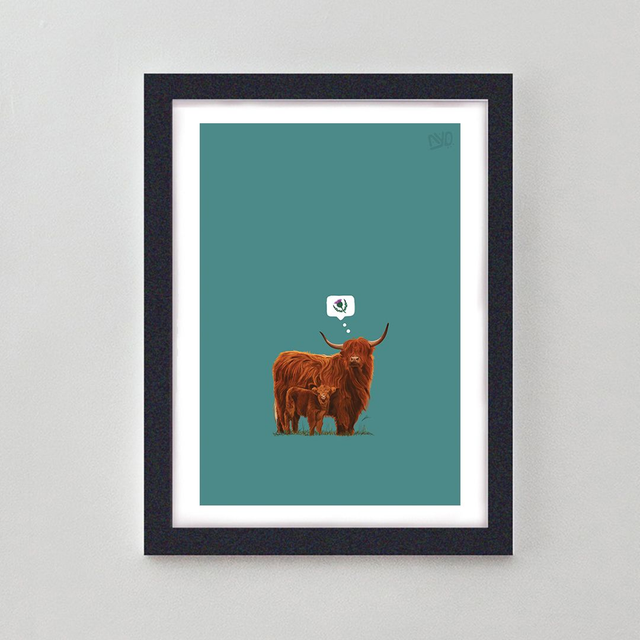 Thinking of Thistles - Highland Cows (Fine Art Print)