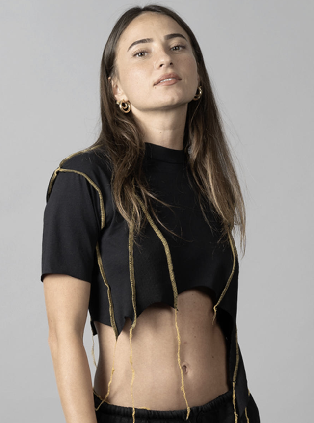 Sonic Crop BLACK-YELLOW STITCH 412043 