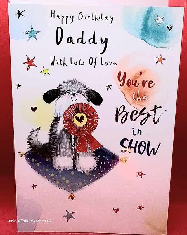 Daddy Birthday Card Cute Dog Design. 