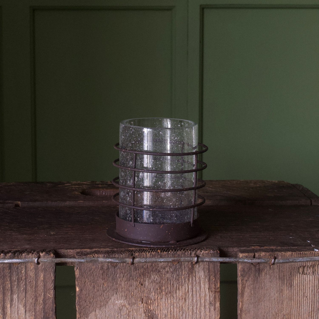 Antique Rust and Recycled Glass Votive 