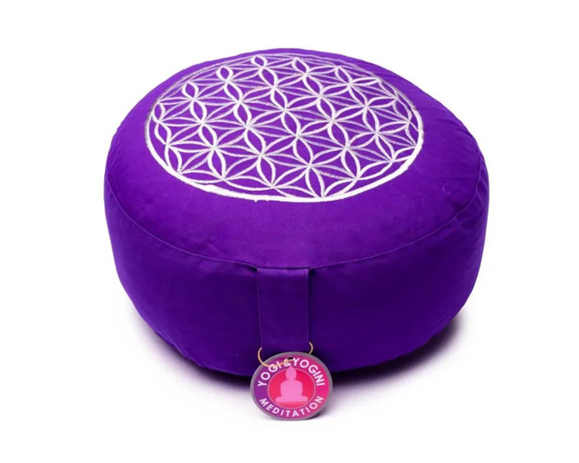 Coussin de méditation violet fleur de vie