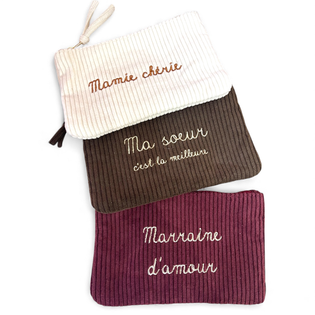 Pochette message velours côtelé  