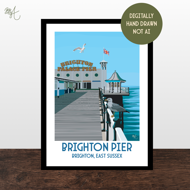 Brighton Pier, Travel Poster Print – Vintage Style Wall Art