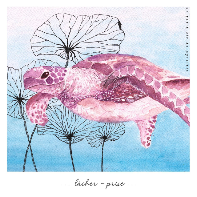 Carte postale &quot;Lâcher-prise&quot; - Tortue de mer