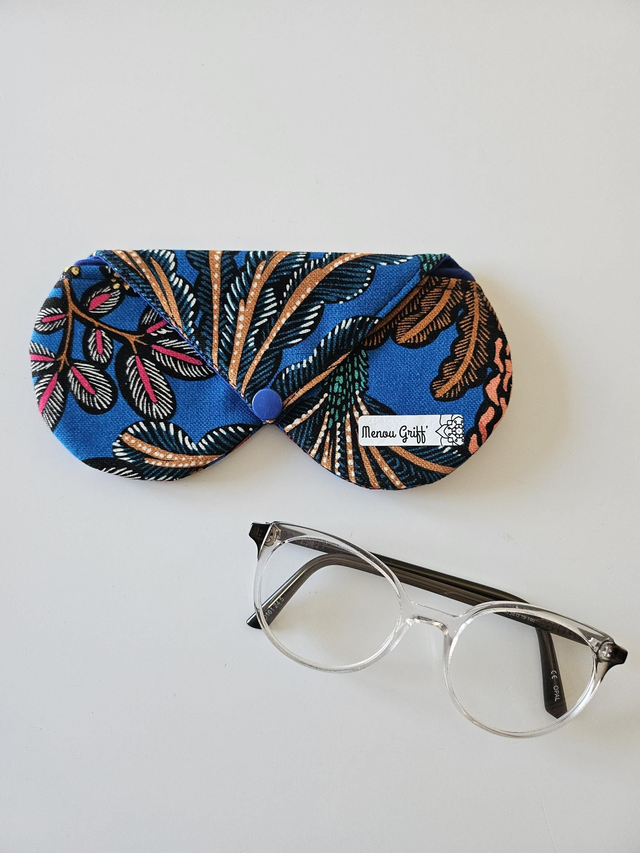 Étui à lunettes en tissu fait main - motif bleu flash