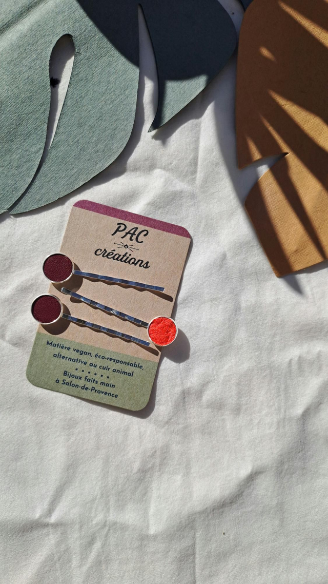 Lot de 3 barrettes pinces à cheveux en matières végétales 