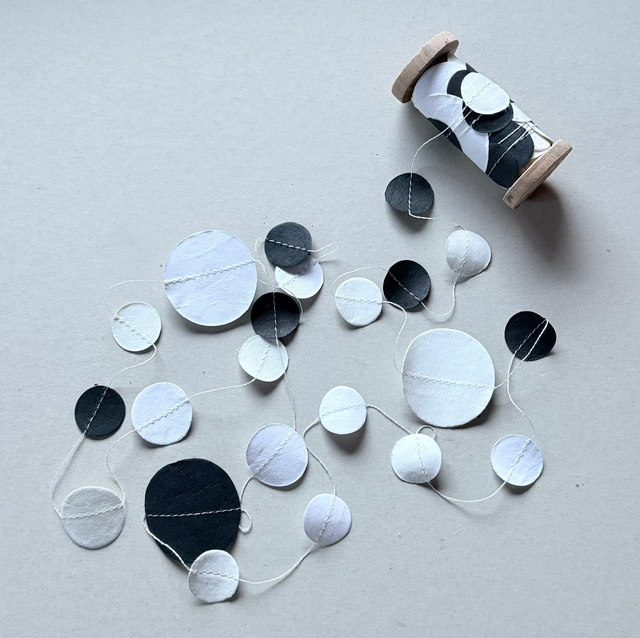 Papiergirlande Konfetti schwarz/weiss 5m