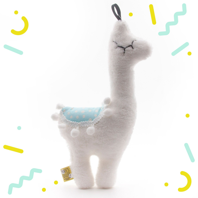 Doudou Petit Lama BLEU POIS BLANCS