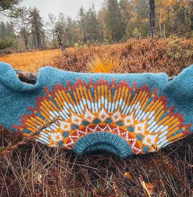 Hopi Polar Sweater Kit - Col 20 (Medium Blue Troll &amp; Blåne) - Wool &amp; Pattern - Linka Neumann