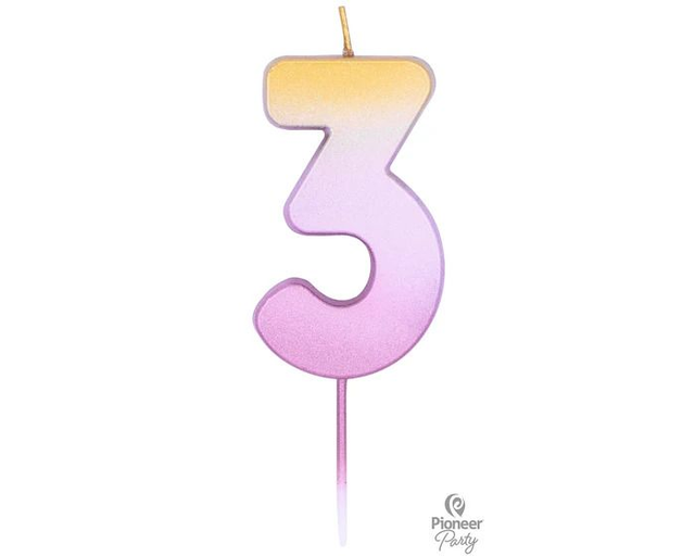 CANDLE: ROSE GOLD OMBRE NUMBER 3 CANDLE