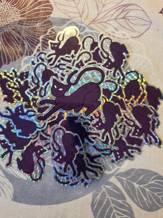 Sticker Prismatic Cat Jumping 