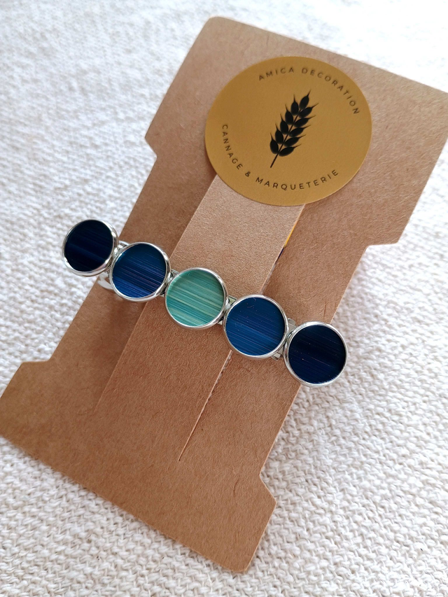 Barrette à cheveux argentée - Camaïeu bleu