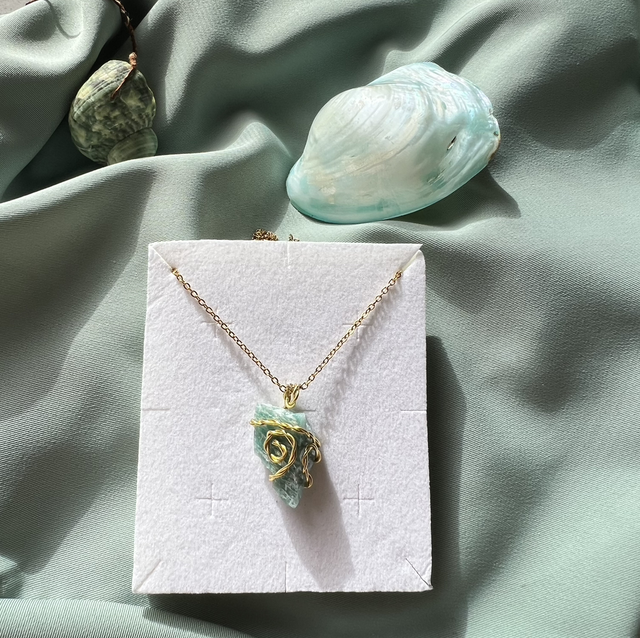 Collana in amazzonite grezza , prov : Russia 🇷🇺, acciaio inox 