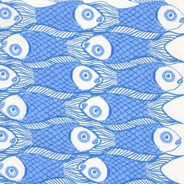 Handprinted paper in fish design for gift wrapping and craft uses