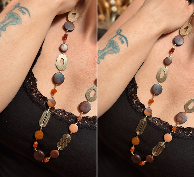 Sautoir MANÉ Agate orange