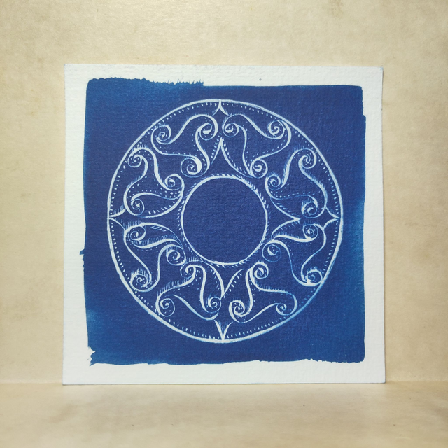 Cyanotype Art Celte - Le Bouclier