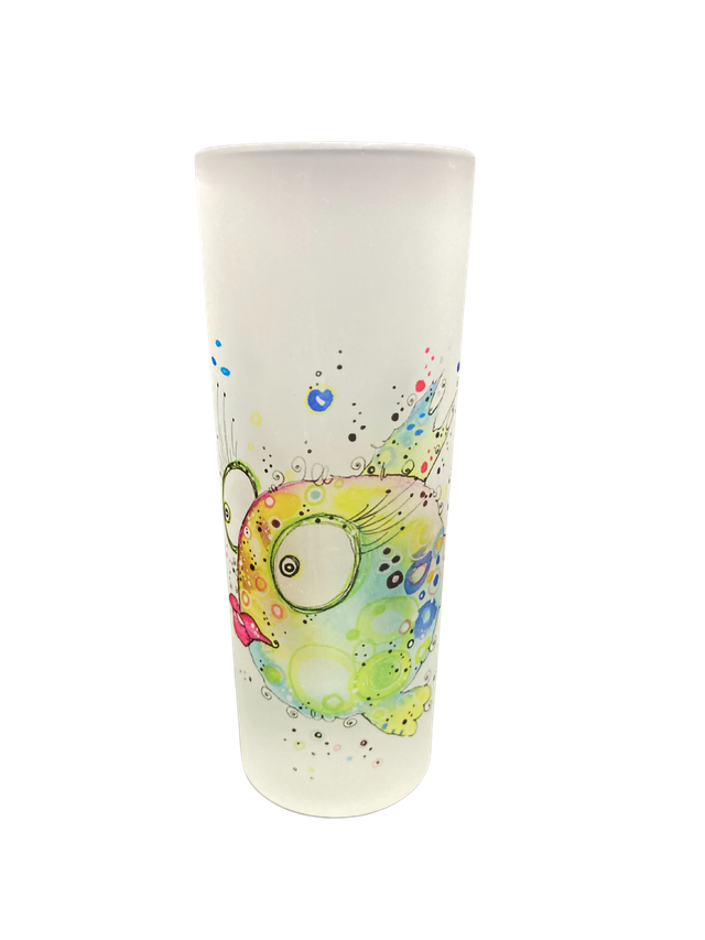 Schnapsglas satiniert "Kugelfischdame"