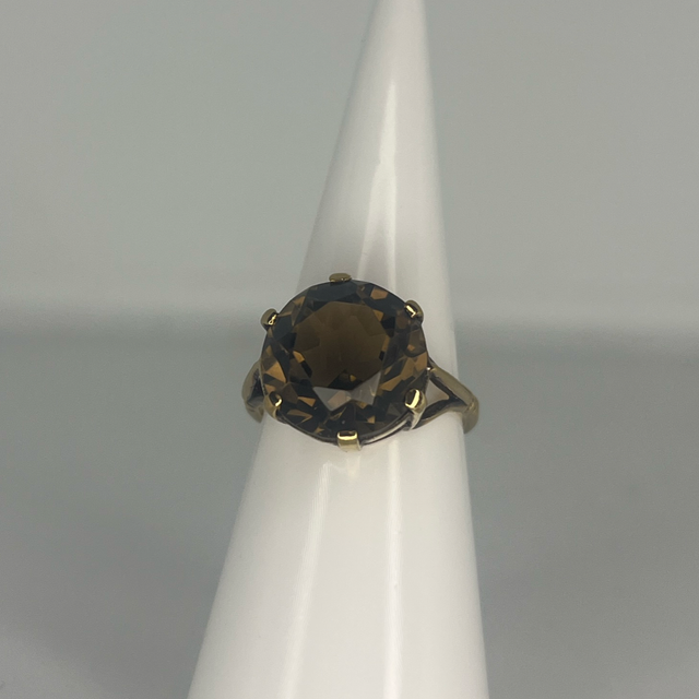 Vintage 9ct Gold Smokey Quartz - Size K 1/2