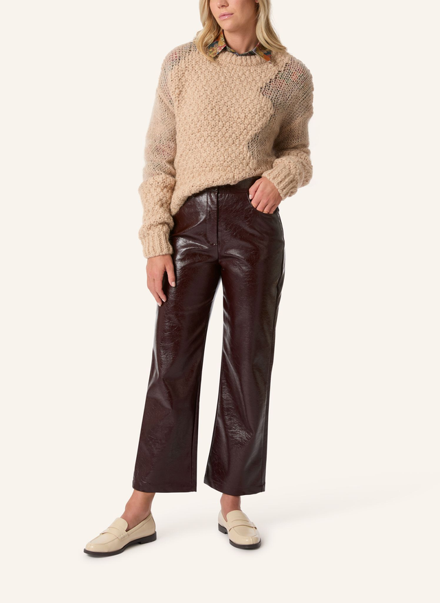 Cranberry Leather Look Trousers