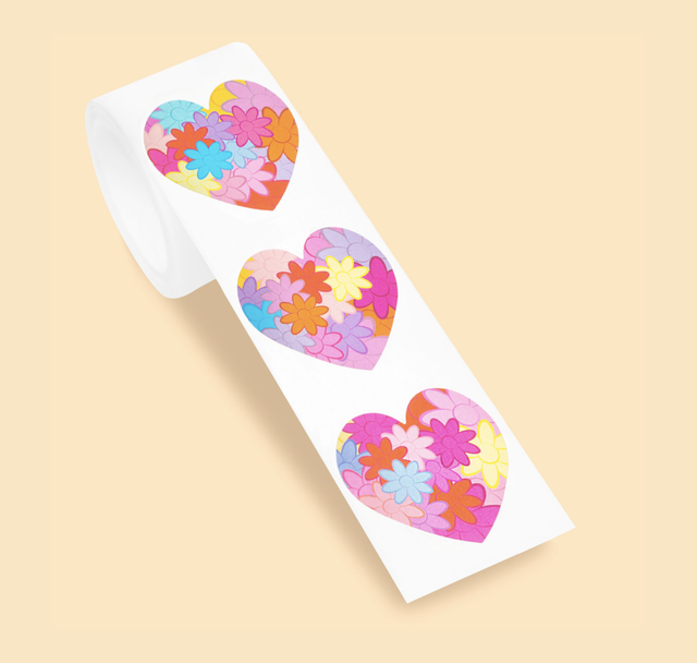 Flower Heart Sticker op rol | Wowgoods
