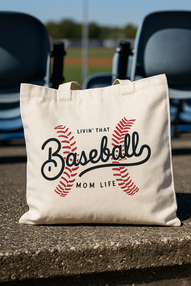 Canvas tas baseball mom life M