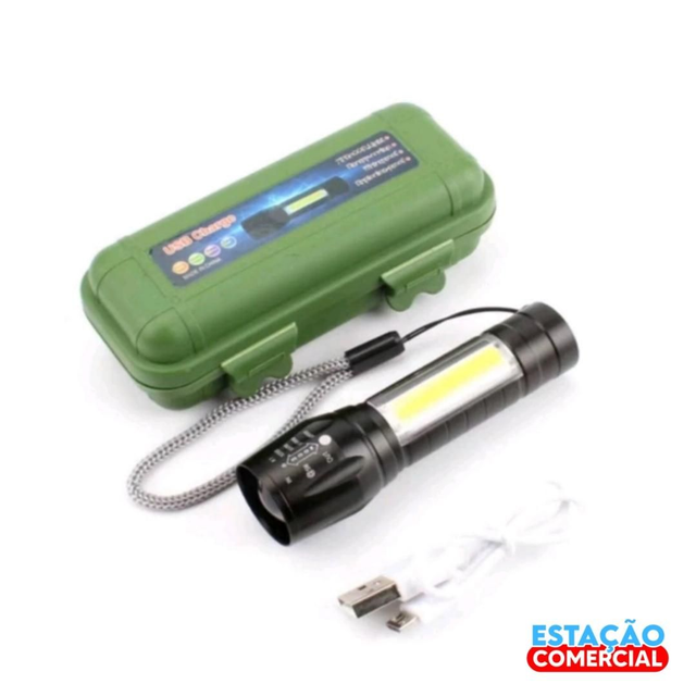 Lanterna Tática Recarregável de Led Tam médio 