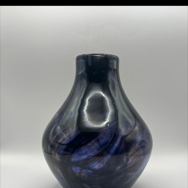 Whitefriars – Streaky Vase, Pattern 9788, Clear with Purple & Blue