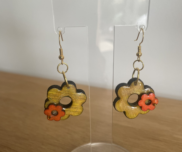 Boucles d oreilles fleurs jaunes 
