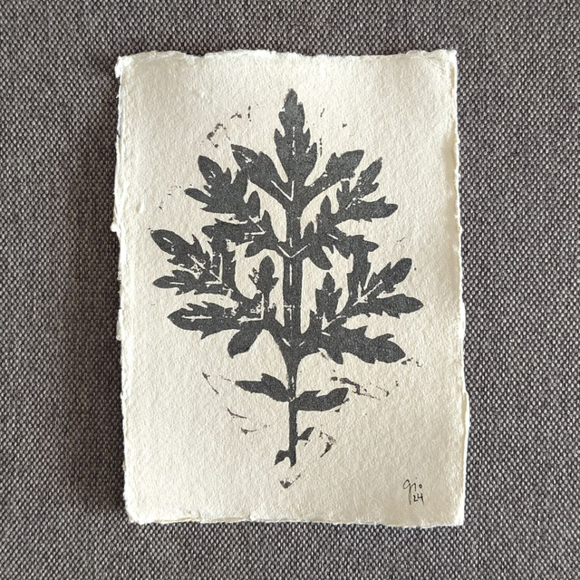 Grusskarte Beifuss Linodruck