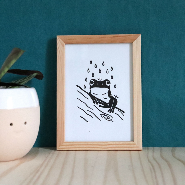 Linogravure A6 Grenouille