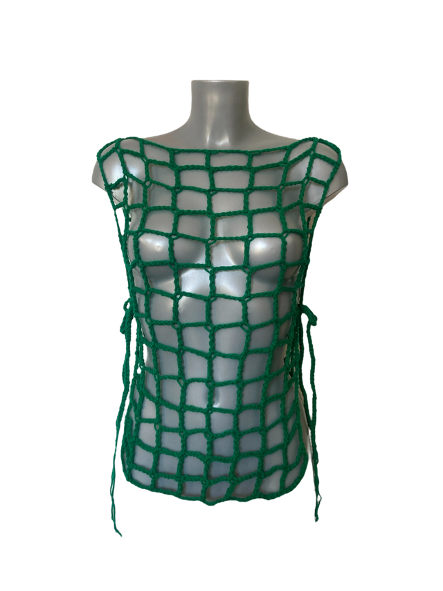 Top résille large vert