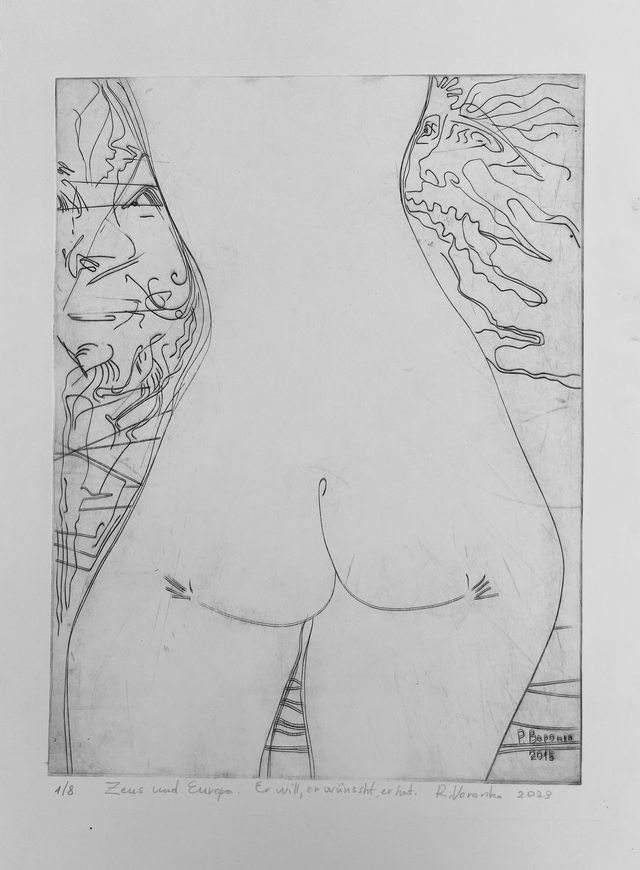 Kupferstich "Zeus und Europa. Er will, er wünscht, er hat."  Rostyslav Voronko, 2015