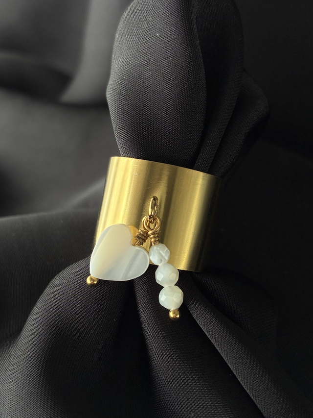 Bague réglable Coeur Nacré Doré
