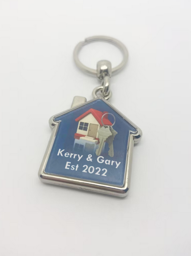 Personalised house shaped keyring - Double sided  