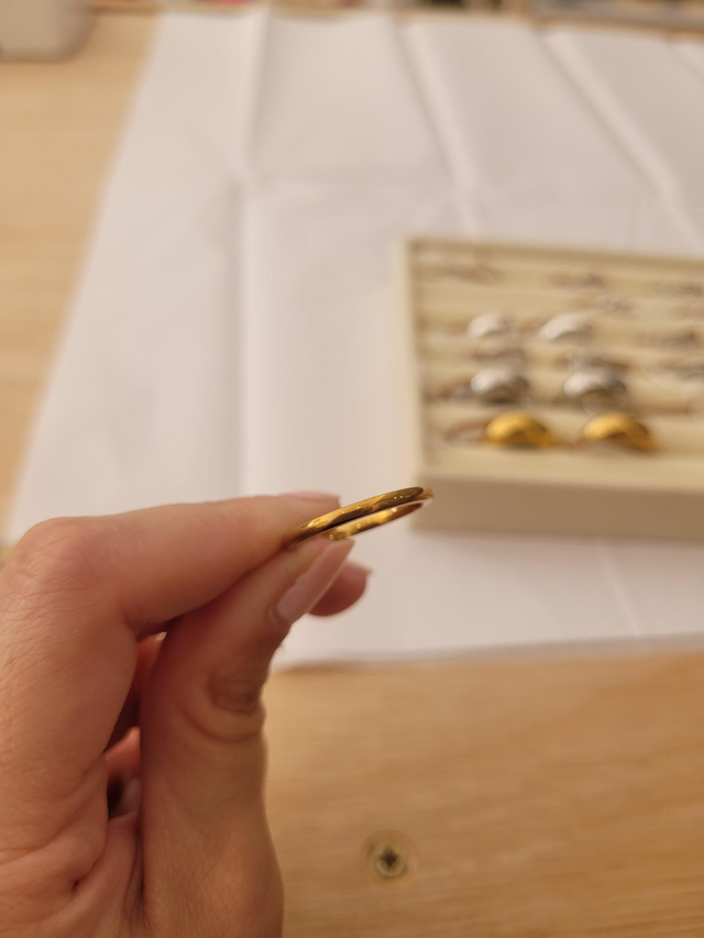 Gold stainless steel simple band ring - Size O - SL-059