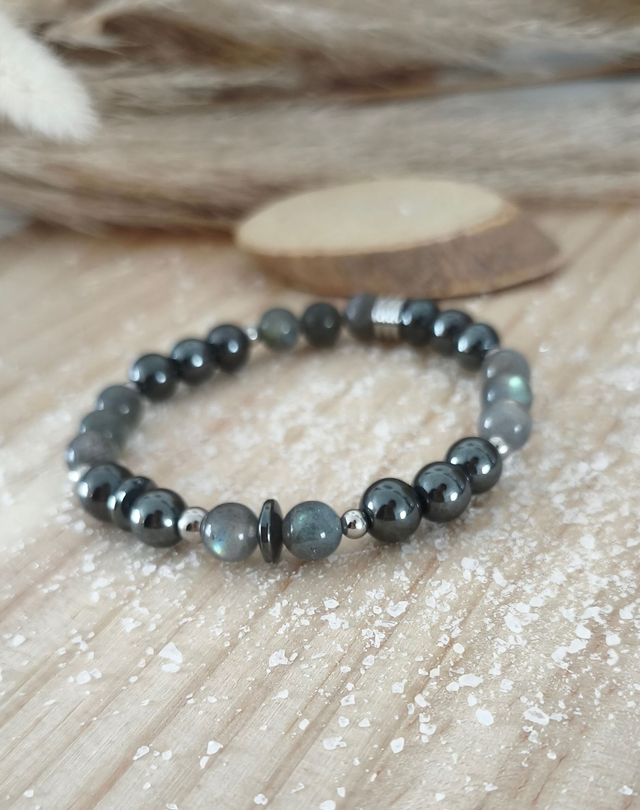 Bracelet "Sensibilité" Labradorite et Hématite