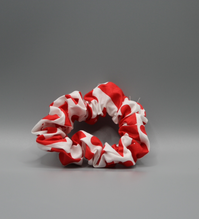 White with red hearts hair scrunchie