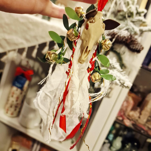 Handmade Mari Lwyd Welsh traditional Tree decoration 