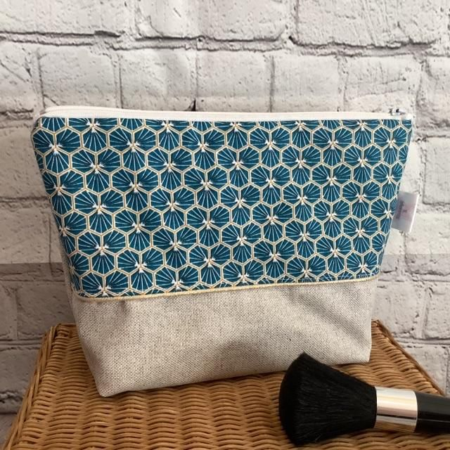 Trousse de toilette turqoise et moutarde