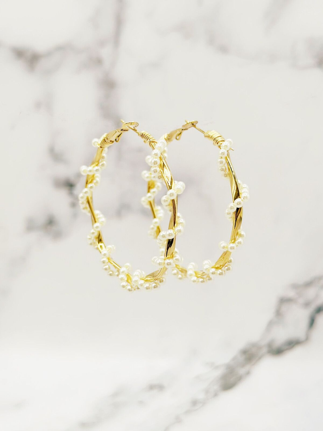 Boucles d'oreilles créoles perles