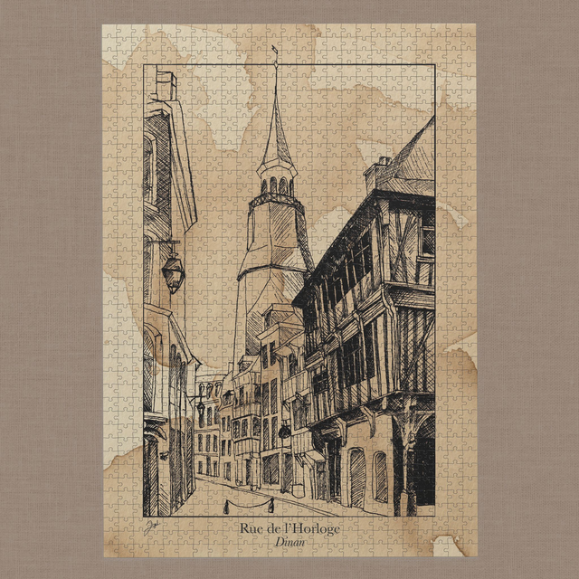 Puzzle 1000 pièces - Café - Dinan, Rue de l'Horloge