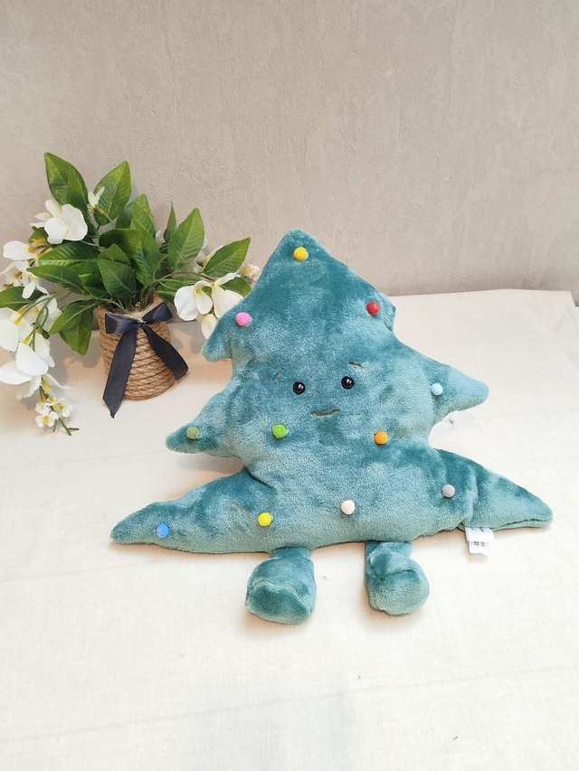 Coussin sapin de Noël kawaii 