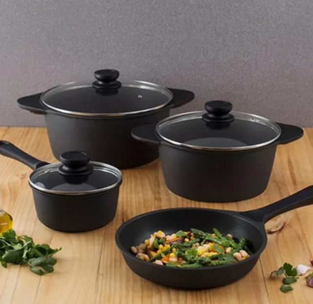 Batería De Cocina 7 Pzs Antiadherente Vulcano Ilko