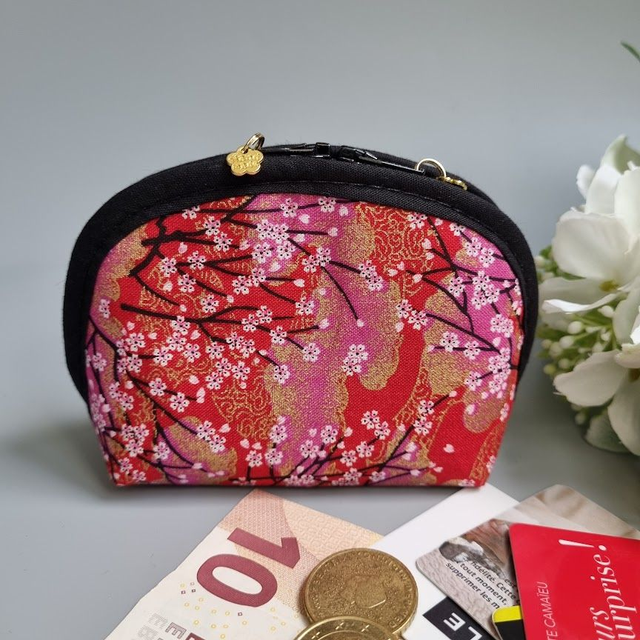 Porte-monnaie arrondi &quot;Akina&quot; rouge doré