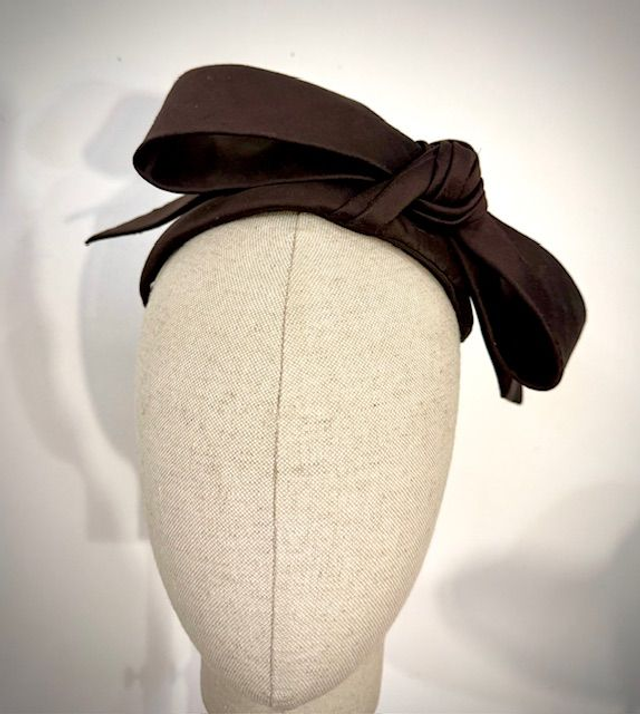 Bitter chocolate silk headpiece