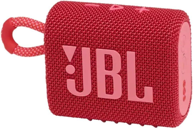 JBL GO 3 draadloze, draagbare Bluetooth luidspreker met geïntegreerde lus voor onderweg, USB C-oplaadkabel rood