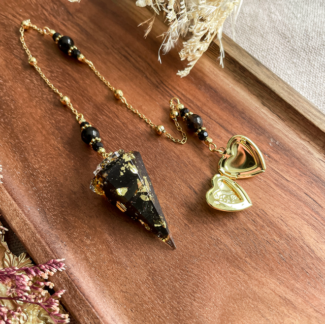 Pendule obsidienne médaillon souvenir