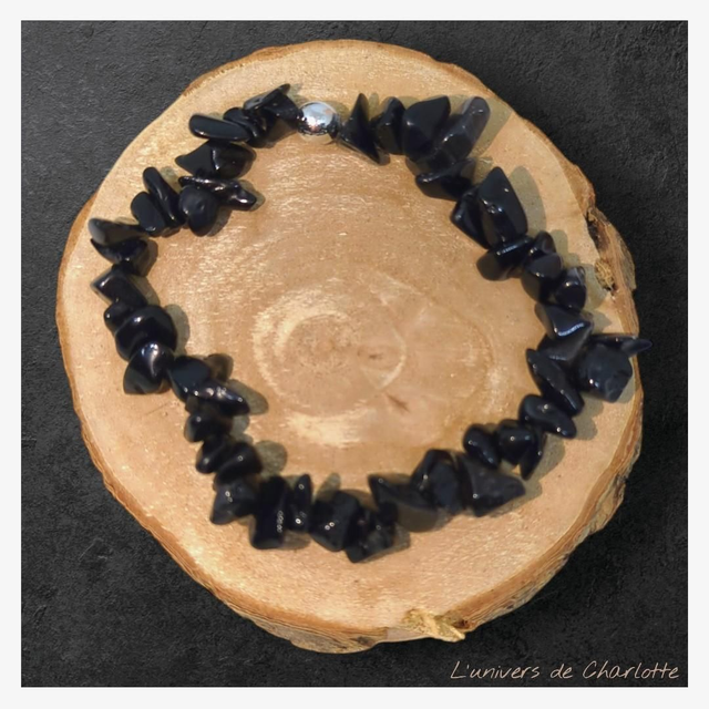 Bracelet "Obsidienne noire" baroque BR-211