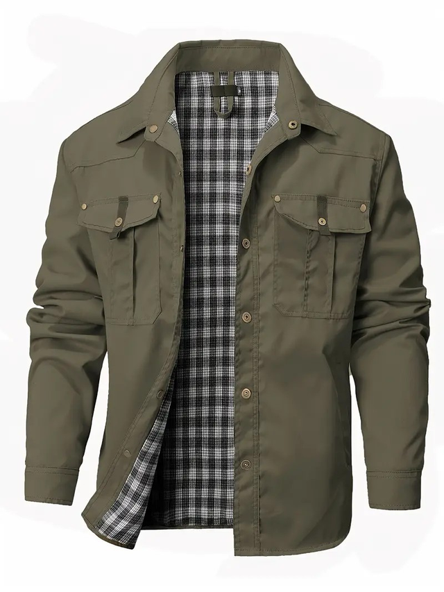 Men's 100% Polyester Casual Cargo Shirt