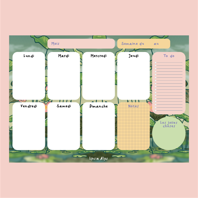 Semainier - nénuphar